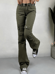 Metal Decor Washed Flare Jeans