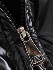 Number Patched Zip Up Puffer Jacket