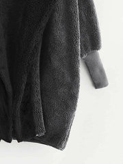 Open Front Solid Hooded Teddy Coat