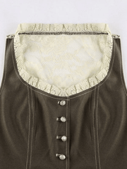Paneled Lace Button Front Corset Top