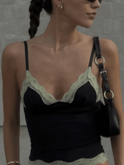 Paneled Lace Crop Cami Top