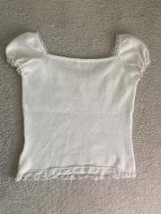 Paneled Lace White Puff Sleeve Blouse