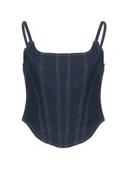 Patchwork Denim Corset Top