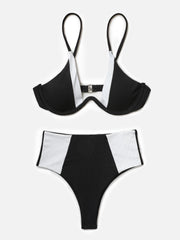 Patchwork Underwire Rib Bikini Set