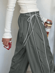 Piping Baggy Jogger Parachute Pants