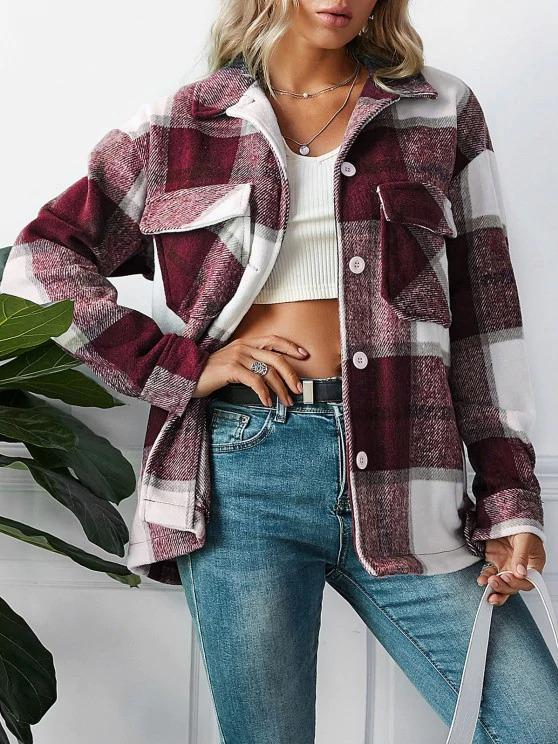 Plaid Pockets Coat