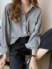 Pleated Long Sleeve Blouse