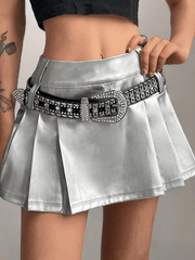 Pleated Pu Mini Skirt