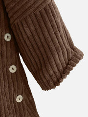 Plus Corduroy High Low Hooded Coat