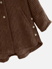 Plus Corduroy High Low Hooded Coat