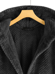 Plus Flannel Single Breasted High Low Hem Hooded Coat