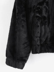Pockets Fuzzy Faux Fur Hoodie Coat