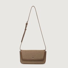 Canvas Crossbody Foldover Baguette Bag - Brown