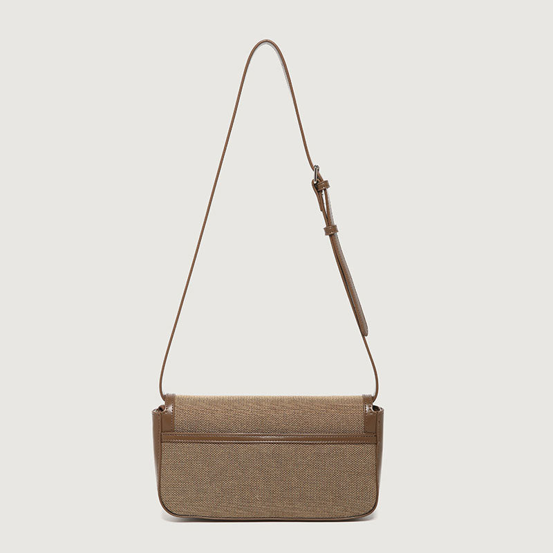 Canvas Crossbody Foldover Baguette Bag - Brown