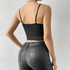 Floral Embroidered Cropped Corset Top - Black