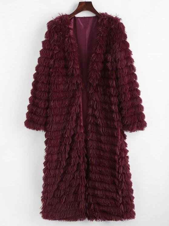 Shaggy Faux Fur Open Front Coat