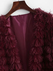 Shaggy Faux Fur Open Front Coat