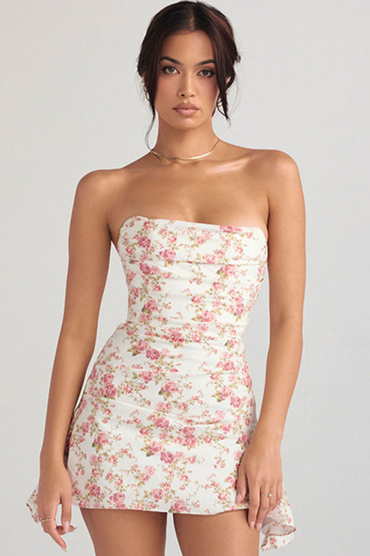FRILLY BANDAGE MINI DRESS IN WHITE main image 1
