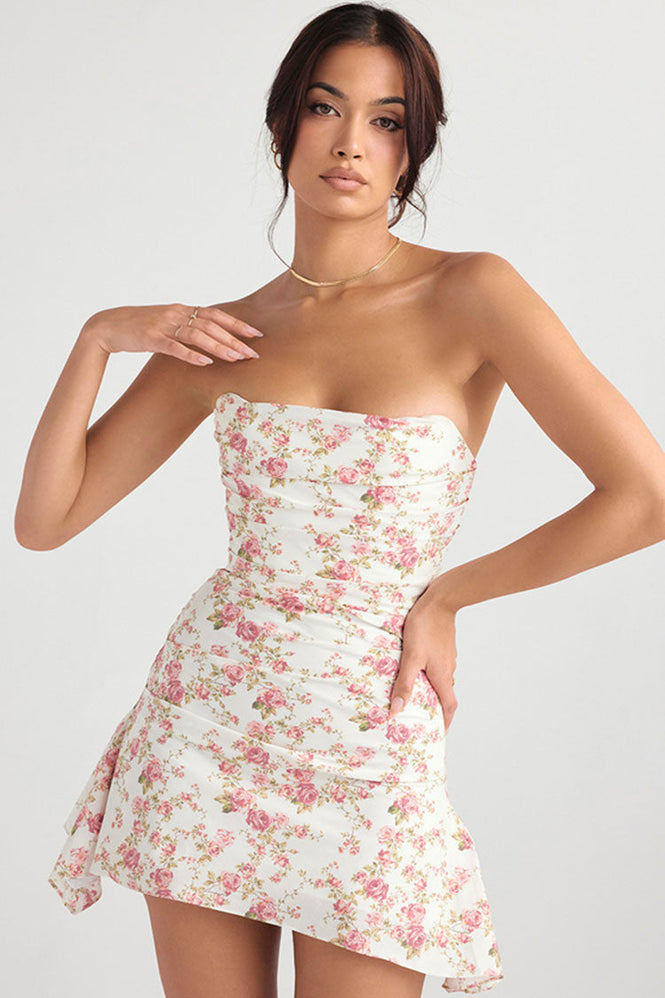 VIP Bandage Knit Mini Dress in White and Purple