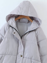 Single Breasted Hooded Puffer Coat
