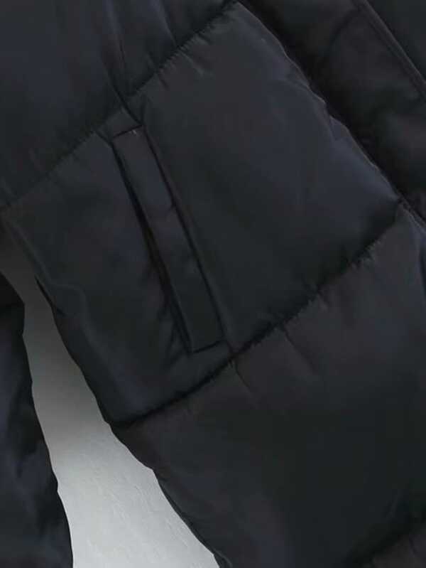 Single Breasted Hooded Puffer Coat