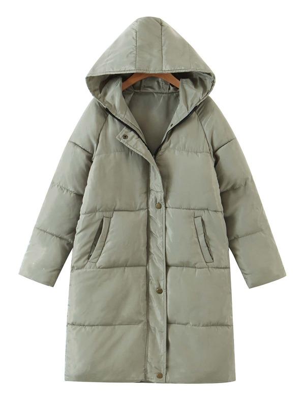 Single Breasted Hooded Puffer Coat