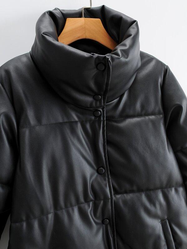 Snap Button Front Puffer Coat