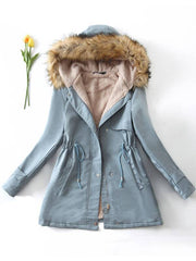 Teddy Lined Drawstring Parka Coat