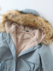 Teddy Lined Drawstring Parka Coat