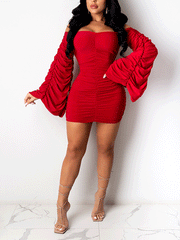 Off Shoulder Bell Sleeve Mini Dress