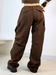 Vintage Brown Baggy Parachute Cargo Pants