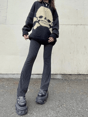 Vintage Skull Jacquard Pullover Sweater