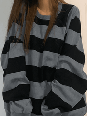 Vintage Striped Fleece Lined Pullover Sweatshirt