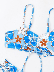 Wave Floral Print Bikini Set