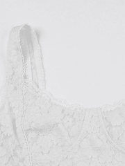 White Lace Cropped Tank Top