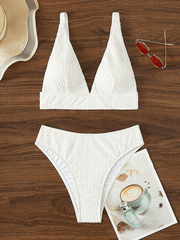 White Textured Push-Up Bikini Set