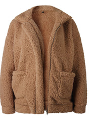 Women Solid Plush Coat