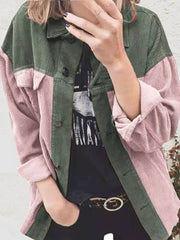 Women's Coats Loose Corduroy Paneling Lapel Blouses Coat