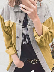 Women's Coats Loose Corduroy Paneling Lapel Blouses Coat