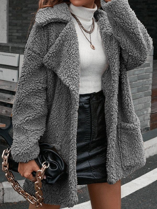 Women's Coats Bubble Fluff Loose Lapel Pocket Trench Coat