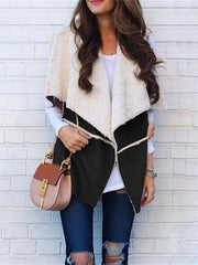 Women's Coats Casual Leather Stitching Plush Lapel Vest Coat