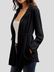 Women's Coats Casual Zip Waist Lantern Sleeve Hooded Cardigan Coat