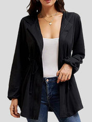 Women's Coats Casual Zip Waist Lantern Sleeve Hooded Cardigan Coat