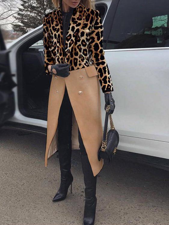 Women's Coats Fashion Lapel Printed Single-Breasted Long Coat