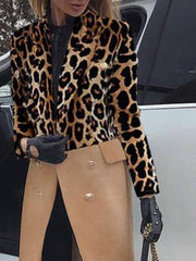 Women's Coats Fashion Lapel Printed Single-Breasted Long Coat