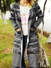 Women's Coats Geometric Print Cardigan Is Thin And Long Trench Coat