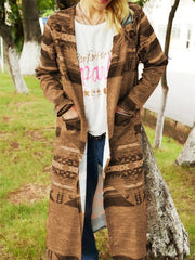 Women's Coats Geometric Print Cardigan Is Thin And Long Trench Coat