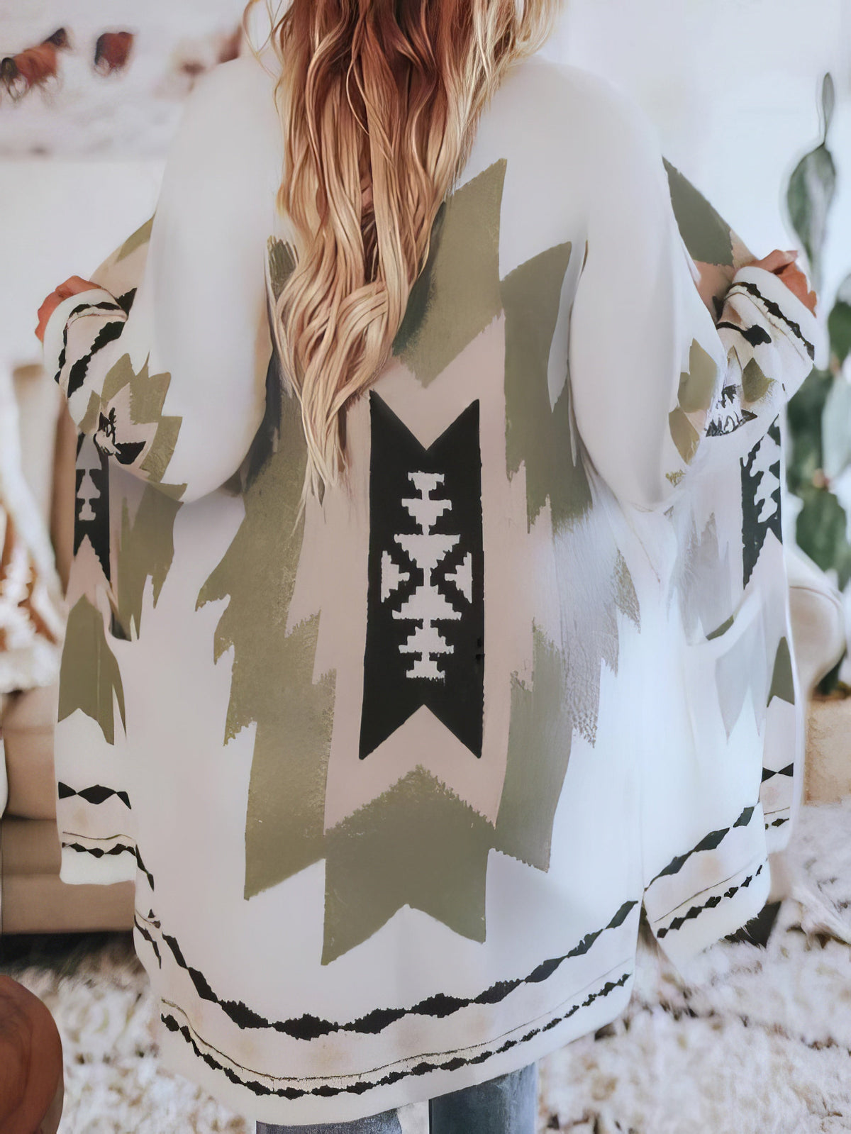 Women's Coats Graphic Print Casual Long Sleeve Long Coat