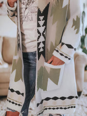 Women's Coats Graphic Print Casual Long Sleeve Long Coat