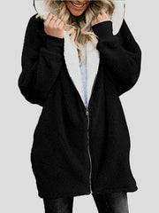 Women's Coats Hooded Zipper Cardigan Fur Coat